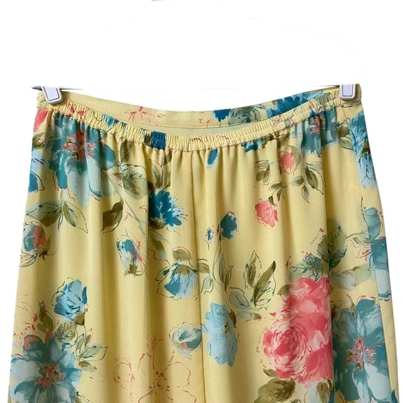 Emma James yellow summer floral stretch waistband long flare hem skirt size 14 - Picture 10 of 13